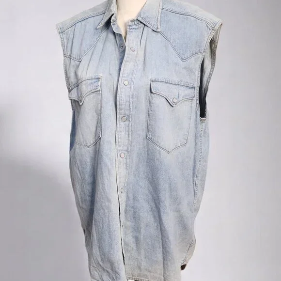 Denim Sleeveless Tunic Top - Picture 6 of 14